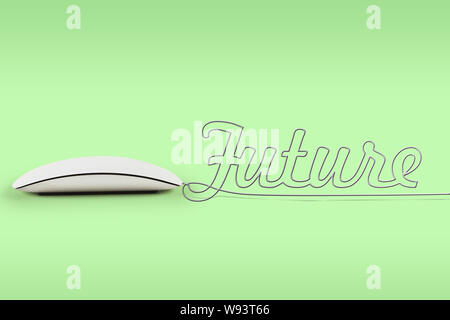 Computer mouse with its wire making a word future Stock Photo