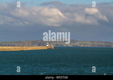 Holyhead breakwater Lighthouse. Wales, United Kingdom, from Holyhead Stock Photo