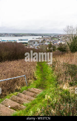 Looking down on town of Pembroke Dock. Pembrokeshire, Wales, United Kingdom Stock Photo