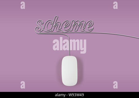 Computer mouse with its wire making a word scheme Stock Photo