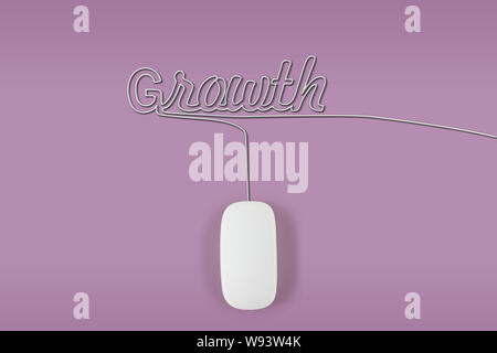 Computer mouse with its wire making a word growth Stock Photo