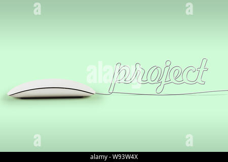 Computer mouse with its wire making a word project Stock Photo