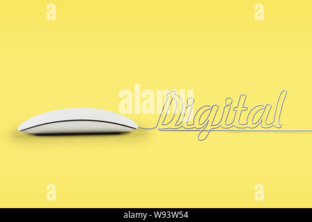 Computer mouse with its wire making a word digital Stock Photo