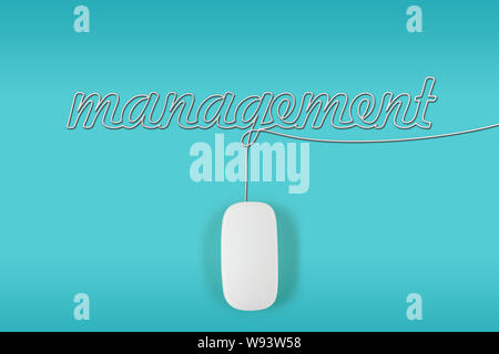 Computer mouse with its wire making a word management Stock Photo