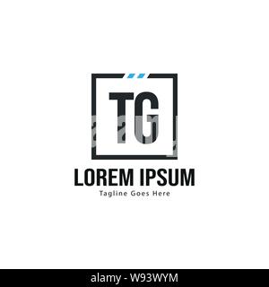Initial TG logo template with modern frame. Minimalist TG letter logo vector illustration design Stock Vector