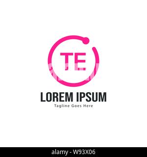 Initial TE logo template with modern frame. Minimalist TE letter logo vector illustration design Stock Vector