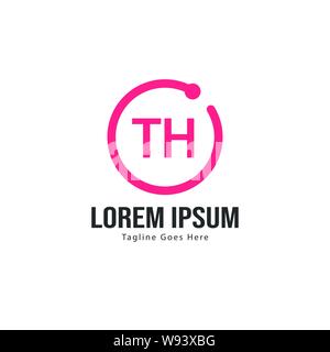 Initial TH logo template with modern frame. Minimalist TH letter logo vector illustration design Stock Vector