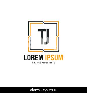 Initial TJ logo template with modern frame. Minimalist TJ letter logo vector illustration design Stock Vector