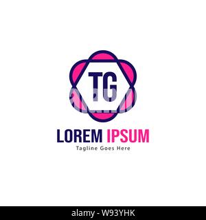 Initial TG logo template with modern frame. Minimalist TG letter logo vector illustration design Stock Vector