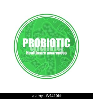 Abstract medicine green banner with different micro organisms isolated on white background Stock Vector