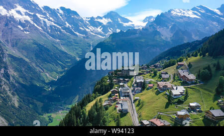 Aerial view on Murren village in Switzerland Stock Photo - Alamy