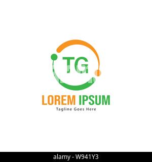 Initial TG logo template with modern frame. Minimalist TG letter logo vector illustration design Stock Vector