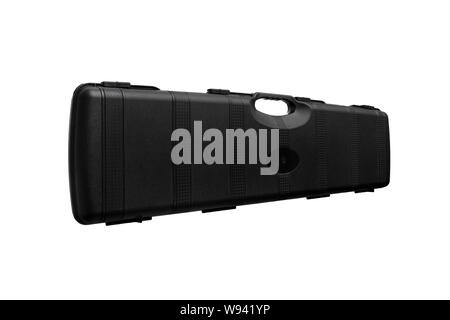 black plastic case for gun isolated on white background Stock Photo