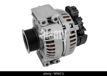 Automotive alternator isolated on white background Stock Photo