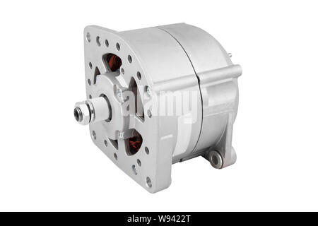 New modern car alternator isolated on white background Stock Photo