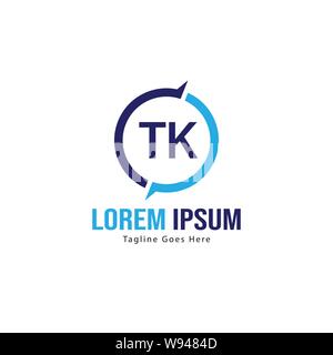 Initial TK logo template with modern frame. Minimalist TK letter logo vector illustration design Stock Vector