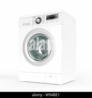 3d render model of a modern washing machine on a white background. Stock Photo