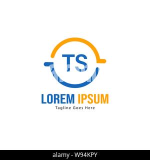 Initial TS logo template with modern frame. Minimalist TS letter logo vector illustration design Stock Vector