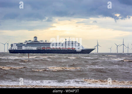 MS Rotterdam at Crosby beach on a stormy day. Stock Photo