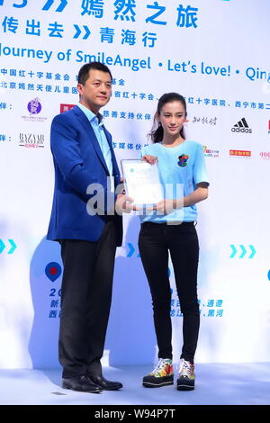 Chinese actor Li Yapeng, left, and Hong Kong actress Angelababy