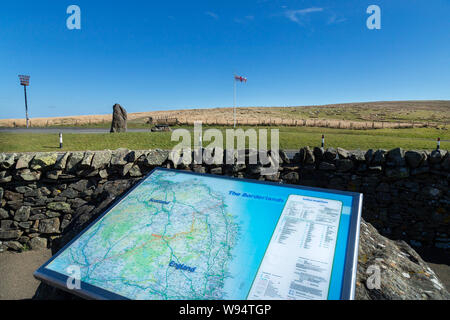 Welcome to Scotland, Scottish Border map at the Anglo-Scottish border, Scotland, United Kingdom - 2019 Stock Photo
