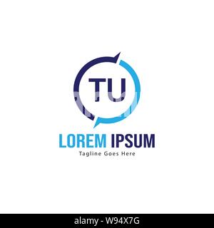 Initial TU logo template with modern frame. Minimalist TU letter logo vector illustration design Stock Vector