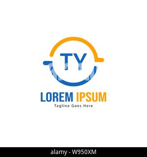 Initial TY logo template with modern frame. Minimalist TY letter logo vector illustration design Stock Vector