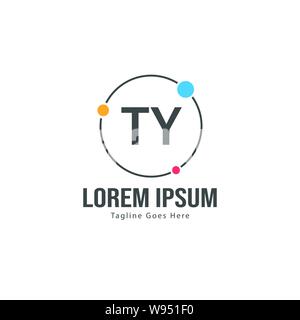 Initial TY logo template with modern frame. Minimalist TY letter logo vector illustration design Stock Vector
