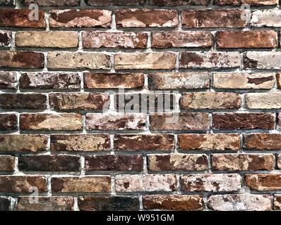 Old dilapidated brick wall. Vintage grunge background, vector Stock Vector