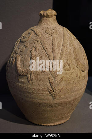 Jug With Animal Decoration 7th 9th Century Iran Clay