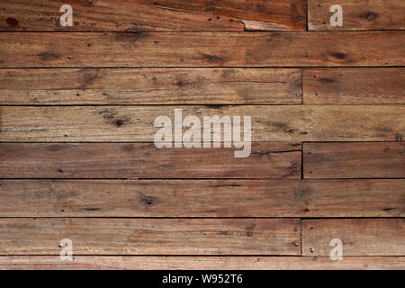 Wooden tiles on old wood floor with nails Stock Photo