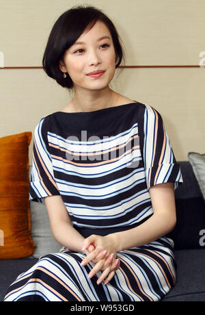 Chinese actress Ni Ni is pictured during a press conference for the new movie, The Flowers Of War, in Taipei, Taiwan, 28 February 2012. Stock Photo
