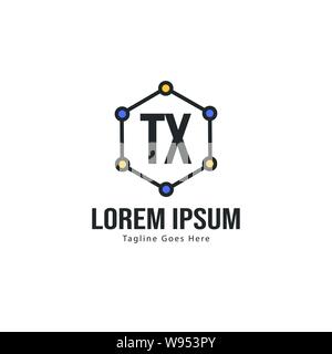 Initial TX logo template with modern frame. Minimalist TX letter logo vector illustration design Stock Vector