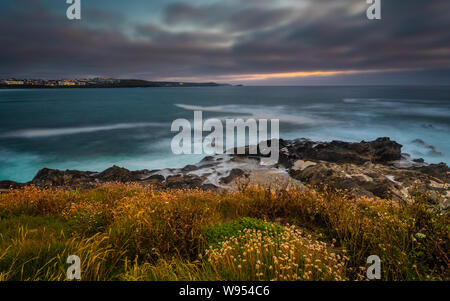 Newquay Headland In Cornwall At Sunset, During The Summer Stock Photo