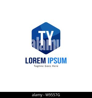Initial TY logo template with modern frame. Minimalist TY letter logo vector illustration design Stock Vector
