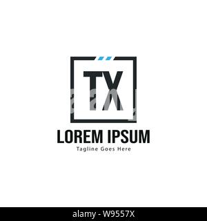 Initial TX logo template with modern frame. Minimalist TX letter logo vector illustration design Stock Vector