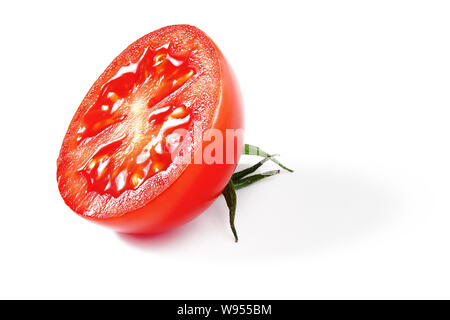 Half of cherry tomato isolated on white background Stock Photo