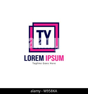 Initial TY logo template with modern frame. Minimalist TY letter logo vector illustration design Stock Vector