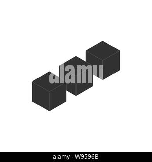 Three cubes in row, Layout Icon. Vector Layers Icon vector icon isolated on white background. Stock Vector