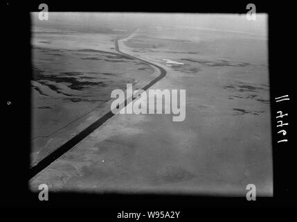 Air views of Palestine. Flight from Gaza to Cairo via Ismalieh. Suez Canal. A general view Stock Photo