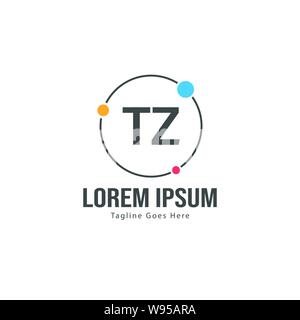 Initial TZ logo template with modern frame. Minimalist TZ letter logo vector illustration design Stock Vector