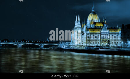 Hungarian Parliament in the night Stock Photo