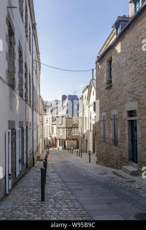 The old streets of Quimper in Brittany, France. Stock Photo