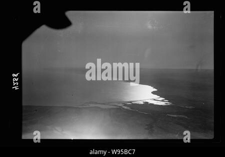 Air views of Palestine. North end of Dead Sea. Dead Sea. Northern end. An evening silhouette Stock Photo