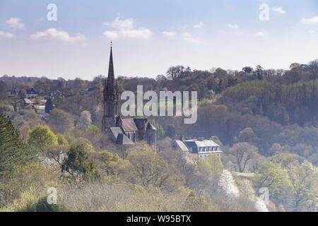 The small town of chateauneuf du faou in Brittany, France. Stock Photo