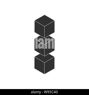 Three cubes in row, Layout Icon. Vector Layers Icon vector icon isolated Stock Vector