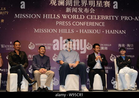 (From left) Hong Kong actor Simon Yam, Chinese director He Ping, retired Chinese basketball superstar Yao Ming, and Chinese top director Feng Xiaogang Stock Photo