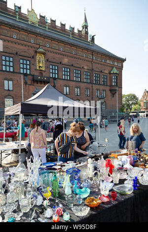 Copenhagen market - an outdoor market in City Hall Square, example of lifestyle; Copenhagen city centre, Copenhagen Denmark Scandinavia Europe Stock Photo