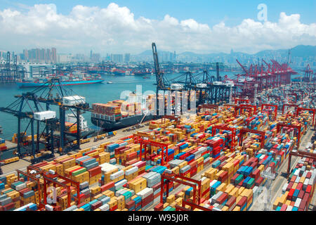 Stacks of containers are pictured at Kwai Chung Container Terminal in Hong Kong, China, 3 June 2007. Stock Photo