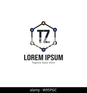 Initial TZ logo template with modern frame. Minimalist TZ letter logo vector illustration design Stock Vector